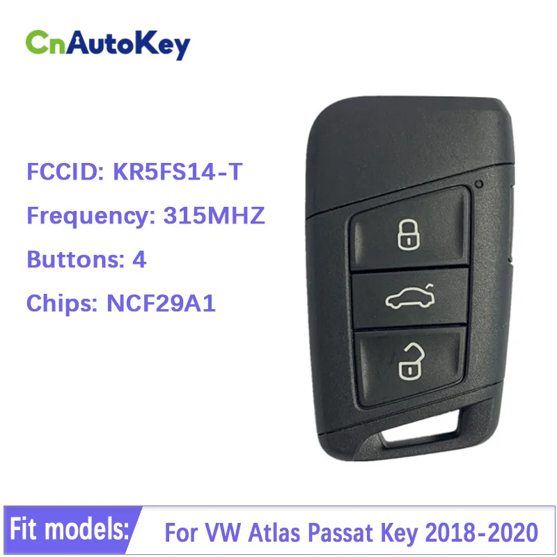 CN001103 Smart 4 кнопки VW Atlas ключ Passat для 2018-2020 год PN внутренней катушкой, 3G0 959 752BA KR5FS14-T с 434 МГц CN001103 Smart 4 кнопки VW Atlas ключ Passat для 2018-2020 год PN внутренней катушкой, 3G0 959 752BA KR5FS14-T с 434 МГц