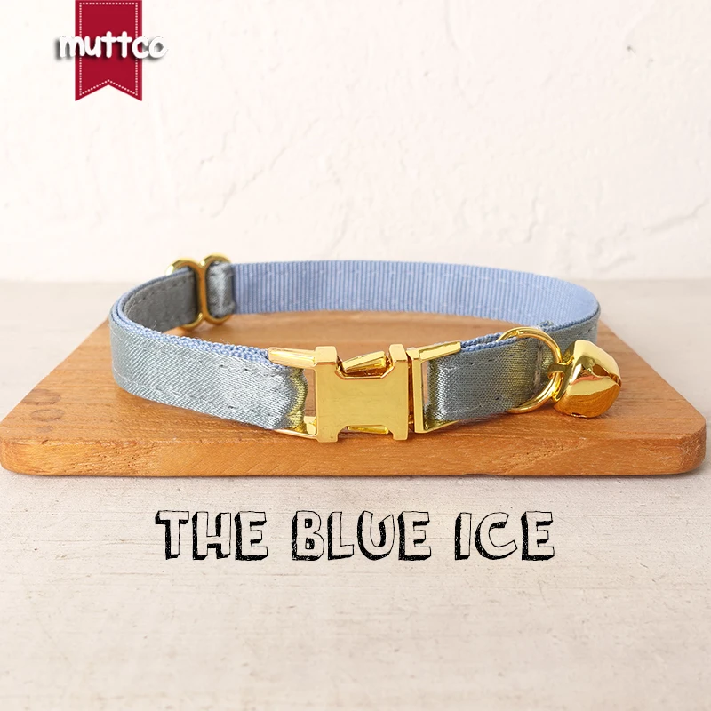 

MUTTCO retail with platinum high quality metal buckle collar for cat THE BLUE ICE design cat collar 2 sizes UCC114B