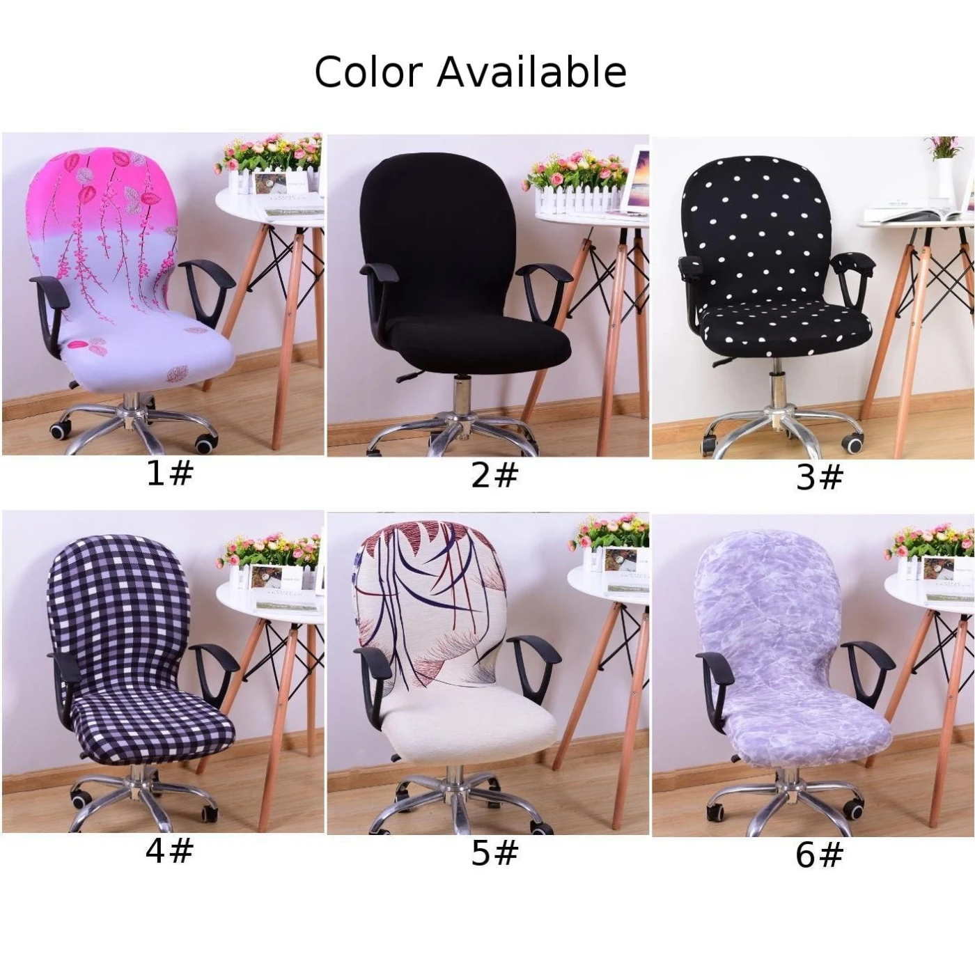 Office Computer Chair Cover Spandex Stretch Swivel Rotate Seat Antimacassar Elastic Printing Dining Slipcover | Дом и сад