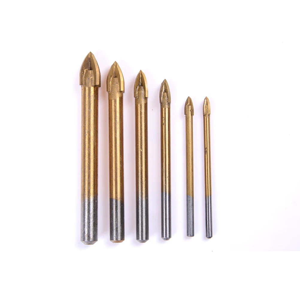 

1PC Titanium Coated Drill Bits Alloy Carbide Point with 4 Cutting Edges Tile & Glass Drill Bit Power Tool 4mm / 5mm / 6mm / 8mm