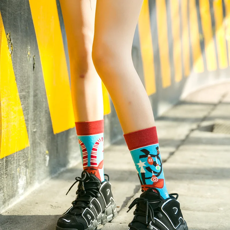 Instime/Женские Носки с рисунком на Хэллоуин и Рождество Асимметричные