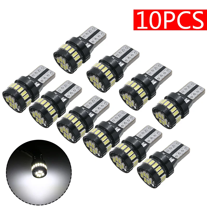 

10pcs 194 168 T10 2825 W5W LED Bulbs Canbus 24SMD 2825 For Car License Backup Sidelight Interior Lights 12V White Bright