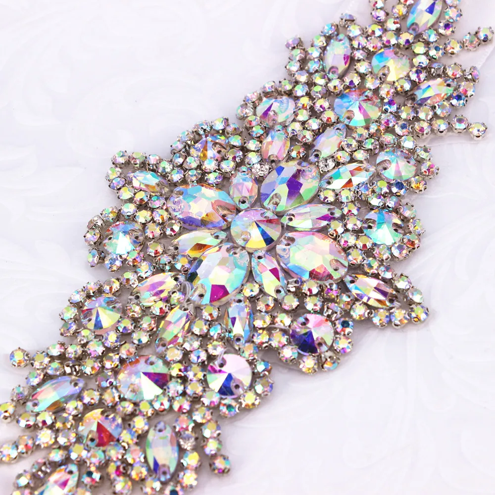 Серебряные стразы пояс для невесты Кристальные жемчужные ленты свадебный