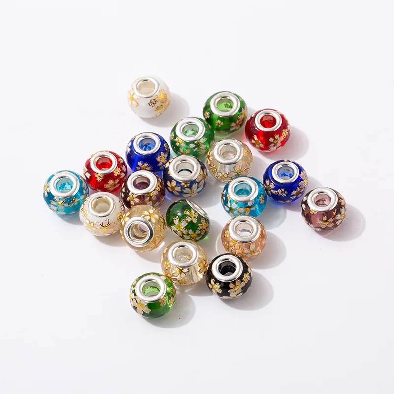 10 шт./лот Новые Европейские Бусины в форме цветка с большим отверстием стеклянные