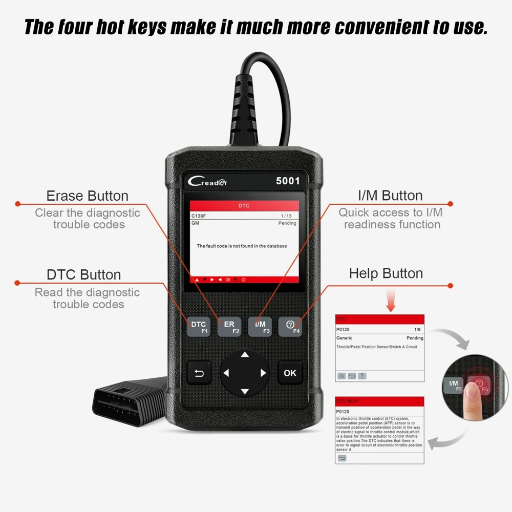 Launch X431 CR5001 Автомобильные диагностические инструменты поддержка Полный OBD2 многоязычный OBDII Автомобильный считыватель кодов двигателя OBD 2 Автомобильный сканер