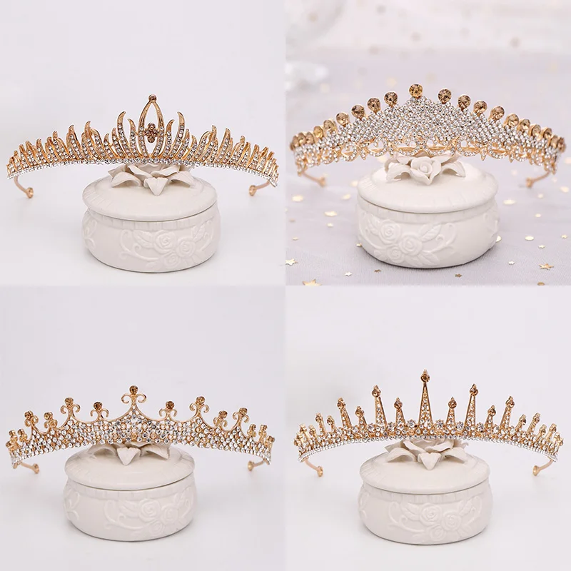 Мода различные золотистого и серебристого цвета Свадебная Корона женские Стразы