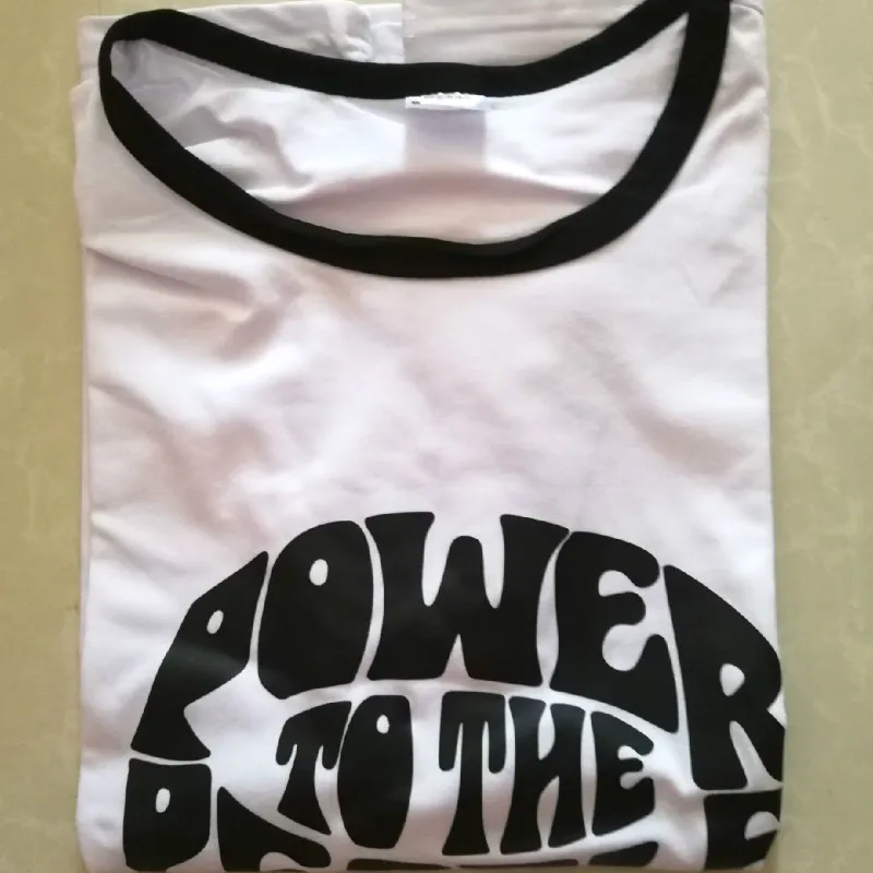 Vintage Style Power To The People Slogan Fashion T-Shirt Women Summer Casual Ringer Tee Equality Shirt Justice Graphic Tops | Женская