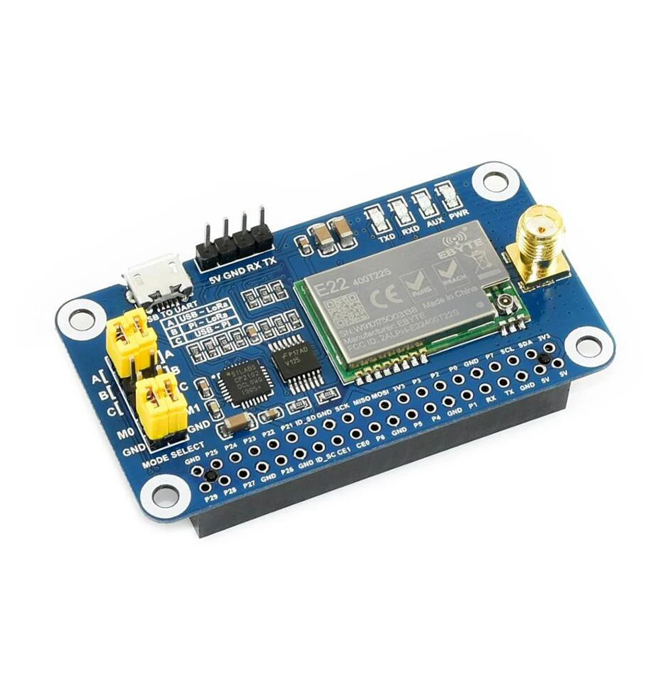 Шляпа LoRa AiSpark Waveshare SX1262 для Raspberry Pi широкополосная модуляция спектра диапазон