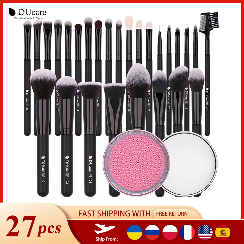 

Набор кистей для макияжа DUcare, 27 шт., кисти для макияжа с 1 шт., Кисть для макияжа, чистая коробка, кисть для теней, бровей, натуральные инструмен...
