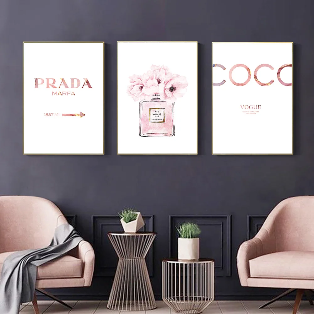 

Quotes Print Painting Perfume Art Poster Watercolor Canvas Painting Abstract Poster Print Pink Wall Pictures For Bedroom Decor