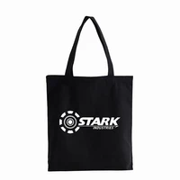 stark industries tony iron man printed men canvas bag large capacity tote bag teenage students foldable shoulder bag shopper bag