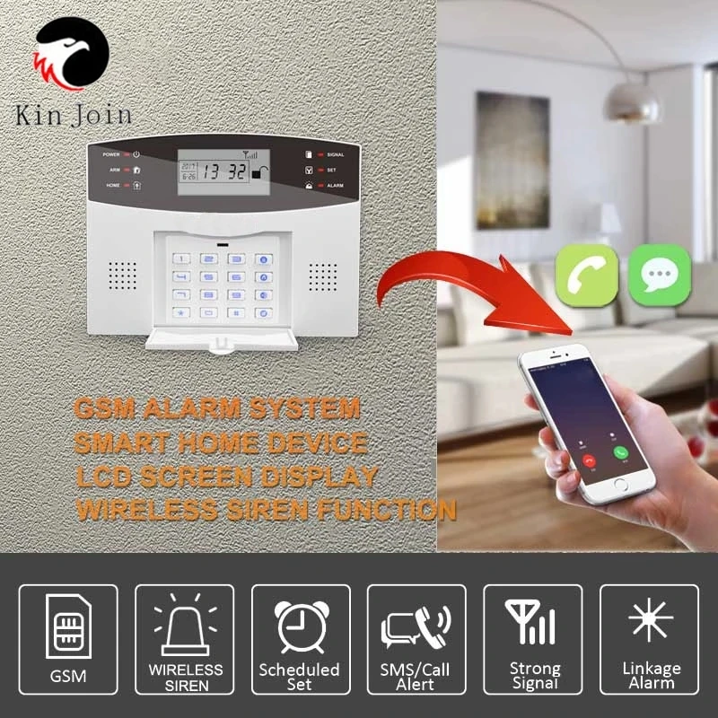 

Wifi GSM Home Burglar System 433MHz Detector Alarm Support Telephone Line PSTN & SIM Card Voice Intercom Wifi APP Relay