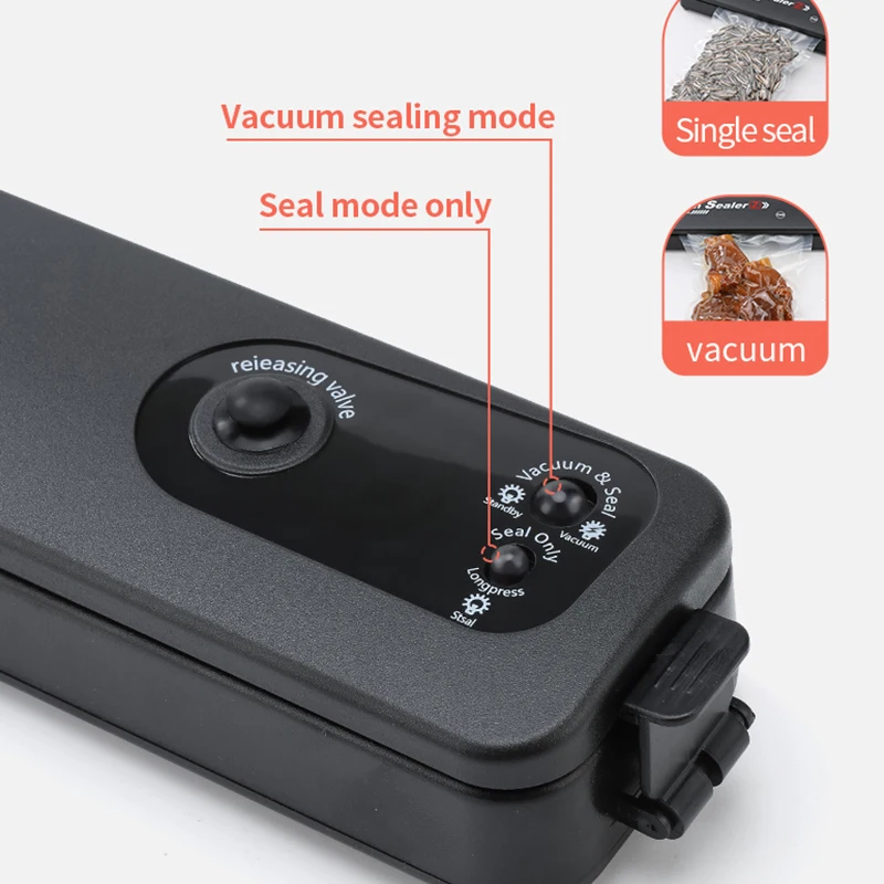 

220V/110V Home Kitchen Vacuum Sealer Packaging Machine with10pcs Vacuum bags Household Electric Black Food Vacuum Sealer