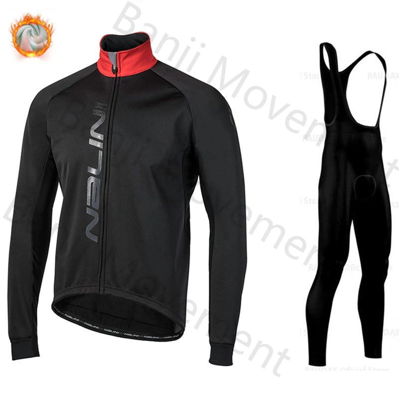 Ropa Ciclismo теплый Nalini зимний теплый флисовый мужской костюм Джерси для езды на велосипеде MTB Одежда комбинезон комплект - Цвет: cycling jersey set 6