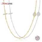 Женское Ожерелье TONGZHE с крестом с христианским Иисусом, ожерелье из стерлингового серебра 925 пробы с изображением сглаза, чокер, подвеска-крест, мужские ювелирные изделия
