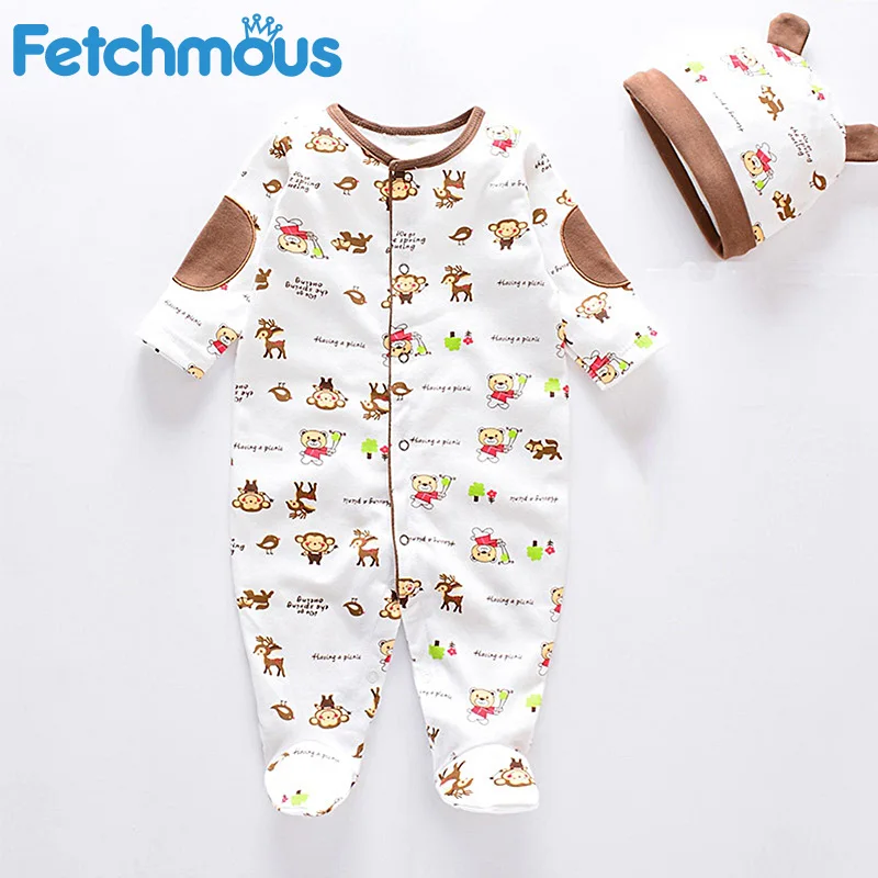 Roupas de bebe для маленьких девочек новые детские комбинезоны + шапка мягкий хлопковый