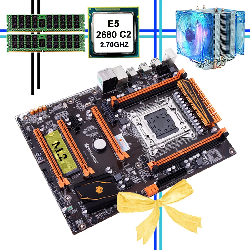 Новое поступление абсолютно новая HUANANZHI deluxe X79 LGA2011 Материнская плата Intel Xeon E5 2680 C2 2,7 GHz ram 32G(2*16G) DDR3 1600MHz REG ECC