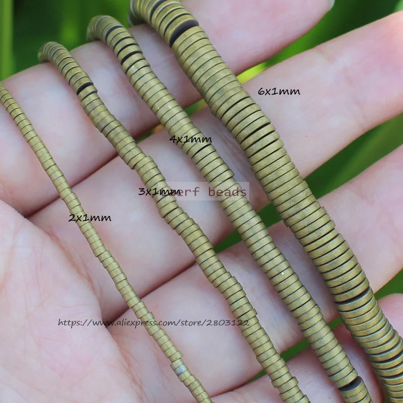 Очень блестящий! Бусины Из Натурального Гематита, матового золота HaiXi/диск 380, 15 дюймов/38 см, для изготовления украшений своими руками, Shape1x2-6mm шт.