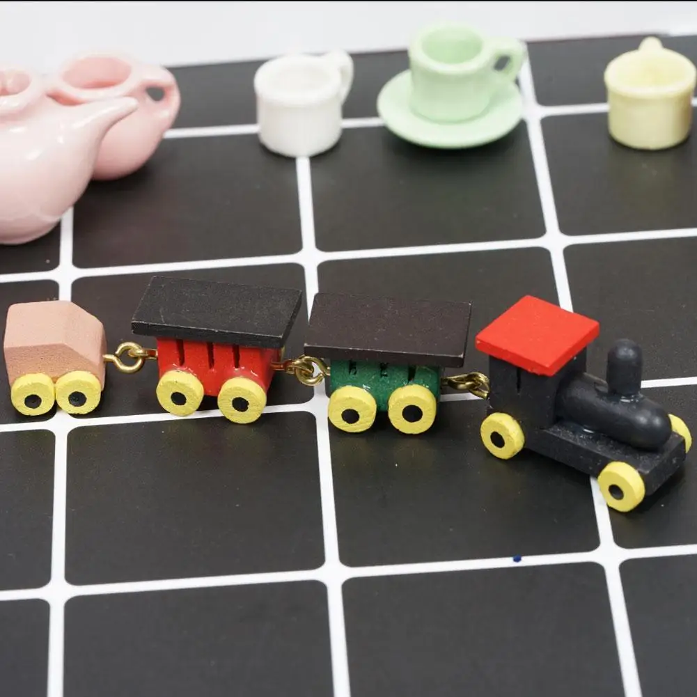 

Dongzhur Mini Train Miniaturas Wood Color Miniature Furniture House Accessories Children's Toy Dollhouse Bedroom