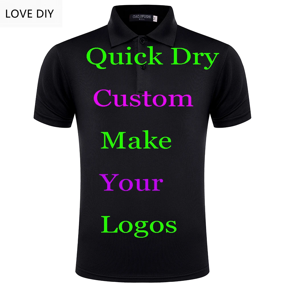 

Custom Print Logo Name Quick Dry polo shirts Sports Outdoor Heat Transfer Digital print Breathable100% Poly Polos Man