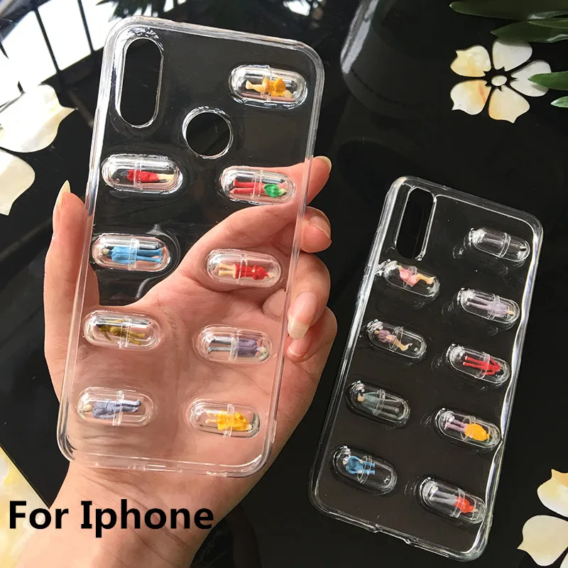 3D милый чехол для телефона в виде капсулы людей с таблетками iPhone 11 Pro XS XR Max X 8 7 6 6S