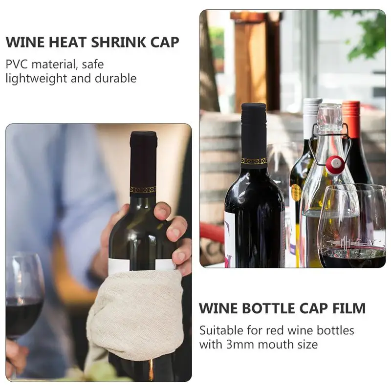 

100pcs Red Wine Bottle Heat Shrink Capsules Wine Bottle Sealing Shrink Film Wrap