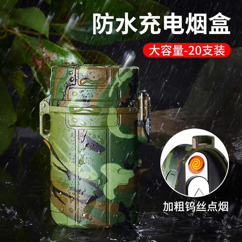 Портативный чехол для сигарет 20 шт. USB перезаряжаемая зажигалка уличная