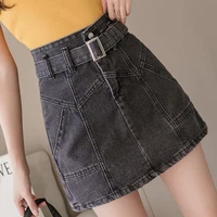 buttocks short culottes a line skirt 2021 spring and autumn new retro high waist denim skirt female summer was thin