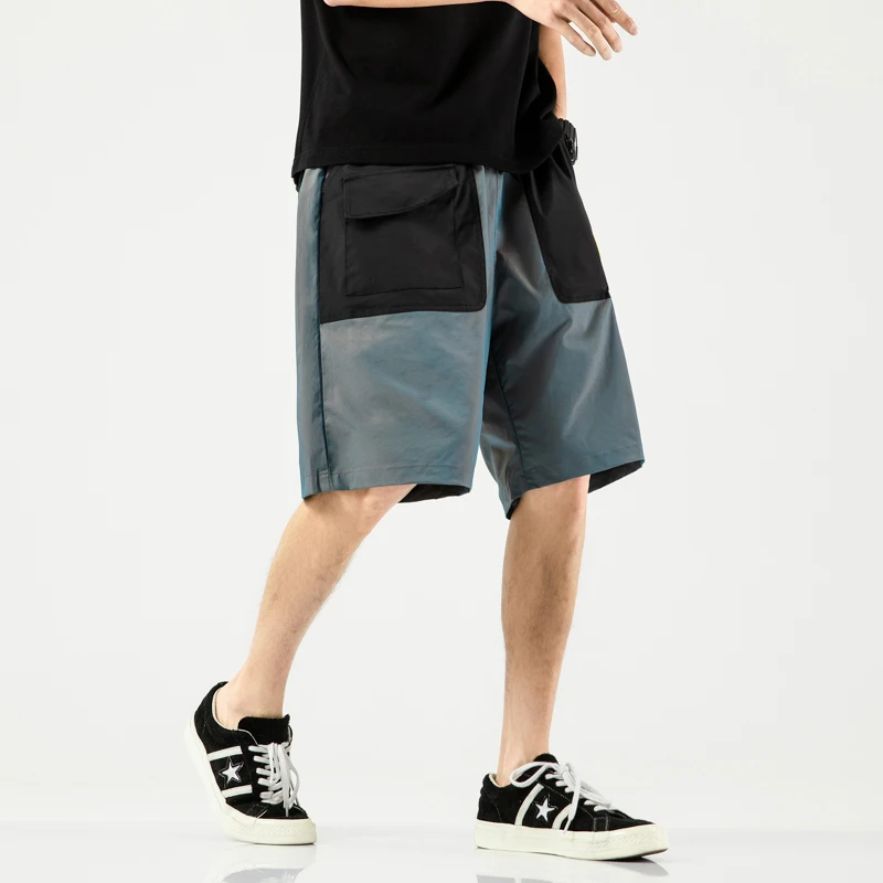 

2021 Harajuku Mens Shorts Summer Color Block Streetwear Men Hip Hop Shorts Casual Tatical Military Cargo Shorts Mens Baggy Short