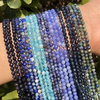 2 3 4 mm blue faceted natural gem stone minerals beads loose small seed lapis lazuli amazonite stone spacer beads jewelry making