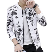 springfall new mens casual jacket printed baseball jacket youth fashion blazer zippered door pocket trim with 7 options m 6x