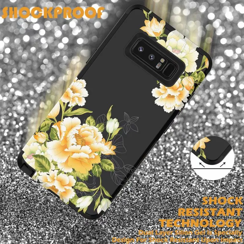 Роскошный чехол 3 в 1 для samsung S10 Note 8 9 S9 Plus жесткий чехол для телефона с цветочным узором Дизайн ПК силиконовый бампер противоударный чехол