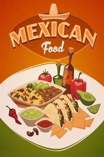 

Retro Vintage Metal Sign Mexican Food Home Bar Kitchen Restaurant Wall Hanging Decor Signs 12x8inch