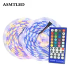 Светодиодная ленсветильник RGB RGBW, 5 м, 5050, 12 В постоянного тока, гибкая неоновая лента RGB + ИК-контроллер с 40 кнопками + адаптер питания RGBW RGBWW