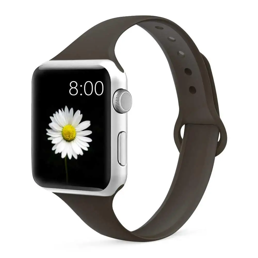 21 cocoa Strap for Apple watch 4 band 44mm 40mm iWatch band 38mm 42mm Sports silicone bracelet Watchband for correa Apple watch 3/2/1 - Цвет ремешка: 21 cocoa