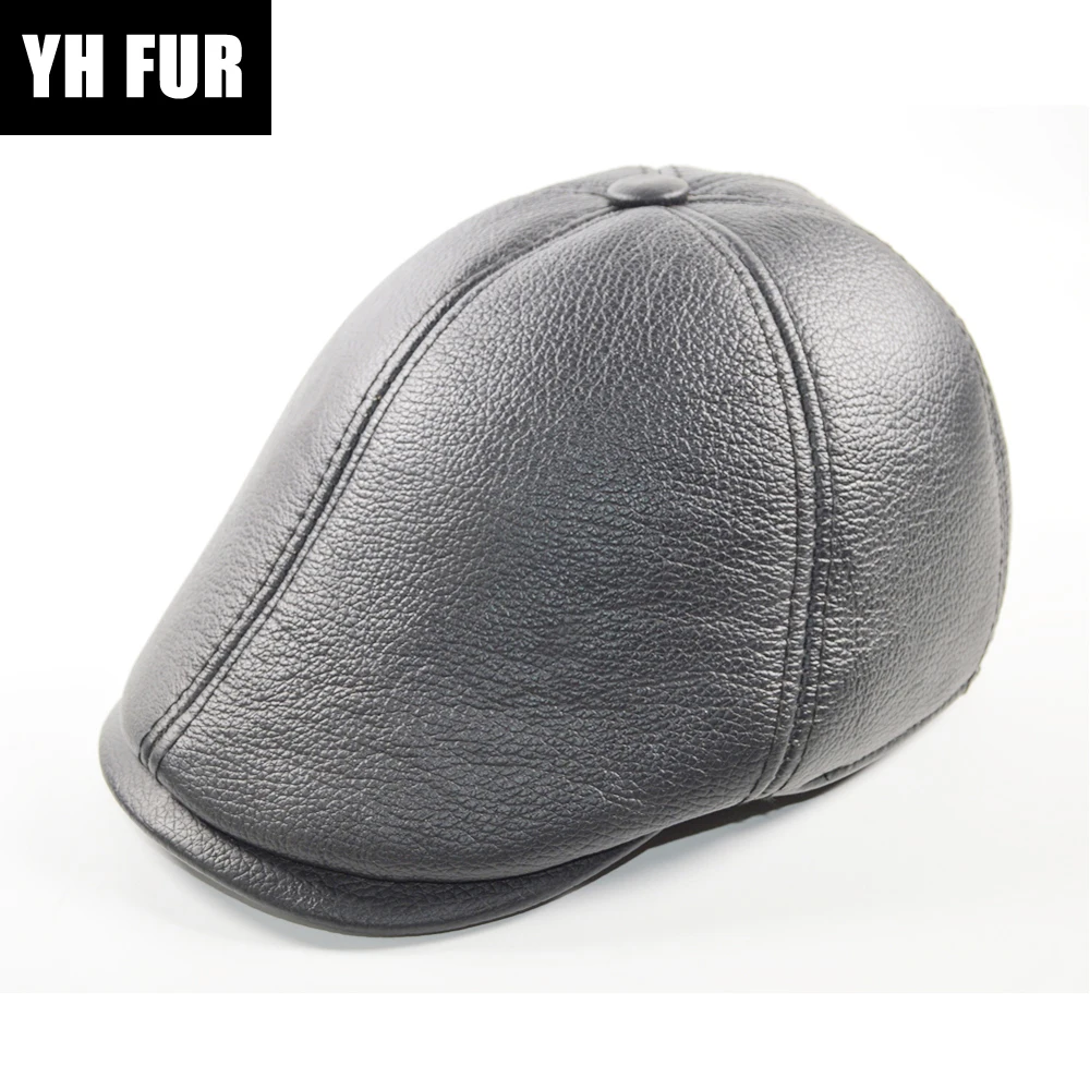 Бейсболка из натуральной воловьей кожи для мужчин осенне зимняя Кепка коровьей