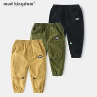 mudkingdom boys casual cargo pants loose elastic waist slant pocket solid jogger little boy autumn trousers children clothing