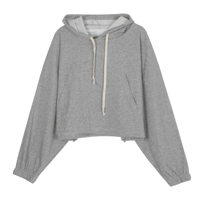 

HXJJP Solid Color Hooded Sweatshirt Women's 2021 Autumn Korean Loose Casual Drawstring Long Sleeve Pullovers Top W88565