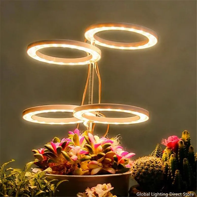Four Ring Three Colors LED Grow Light USB Phytolamp For Plants Led Full Spectrum Lamp For Indoor Plant Seedlings Home Flower 20#