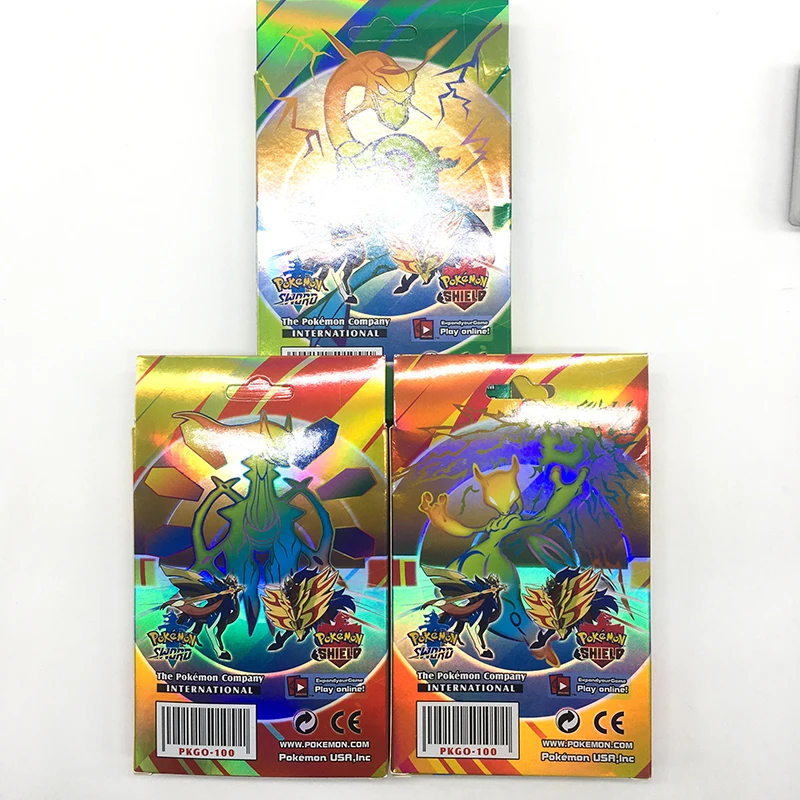 

New Pokemon Trading Card Game Sword Shield Collection Shining Box GX Flash Card Energy Trainer Tag Team 100pcs Toys for Children