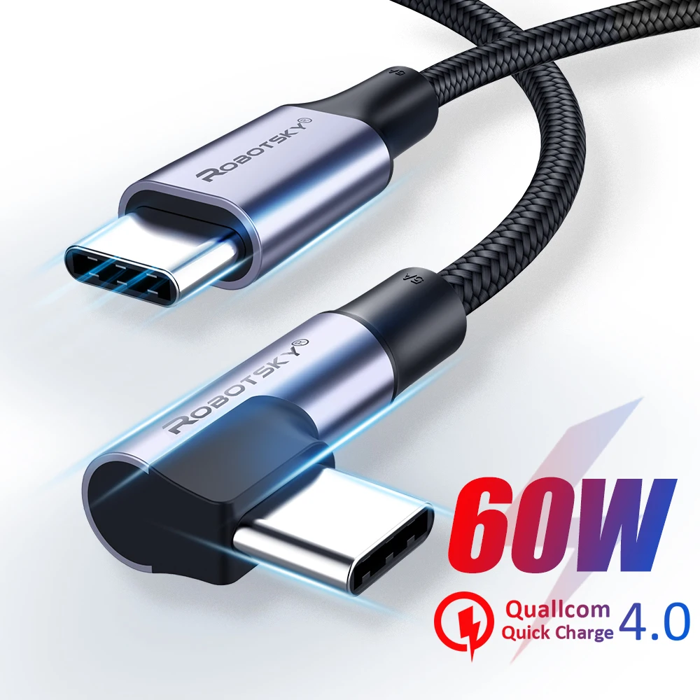 Robotsky USB C к Type кабель для Samsung S20 PD 60W MacBook Pro iPad 2020 USB-C Быстрая зарядка шнур |