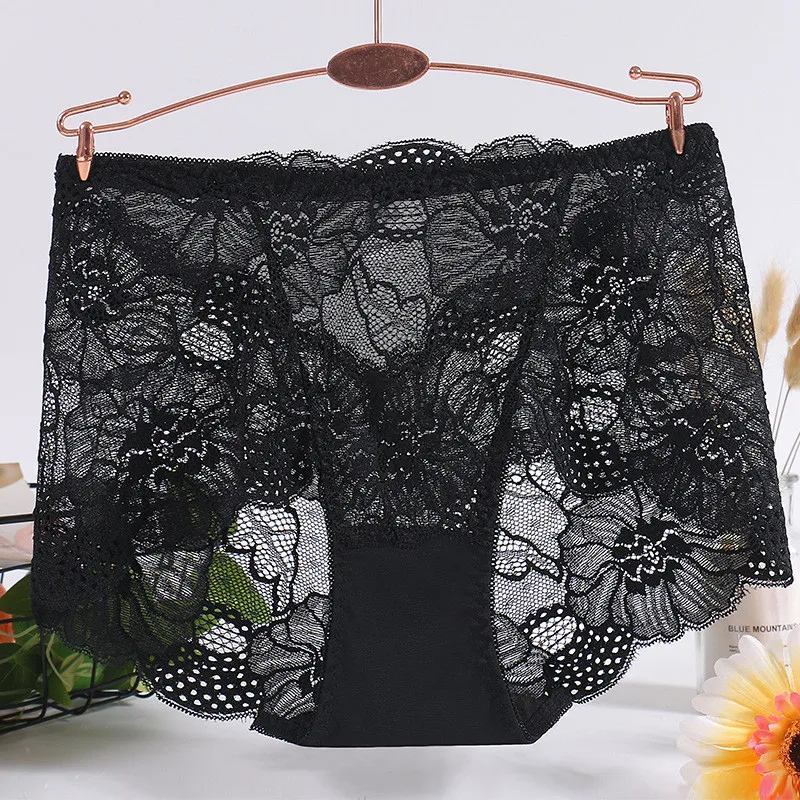 Women Sexy Lace Panties Mid-Waist Soft Elastic Net Fresh and Cool Breathable Underware For Elegant Gorgeous Pants | Женская одежда