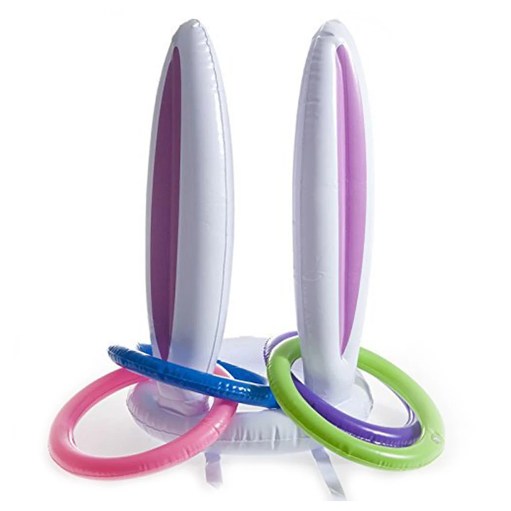 

PVC Inflatable Outdoor Kids Hat Easter Gift Toss Game Party Rabbit Ear With Ring Holiday Funny Toy Cute Themed