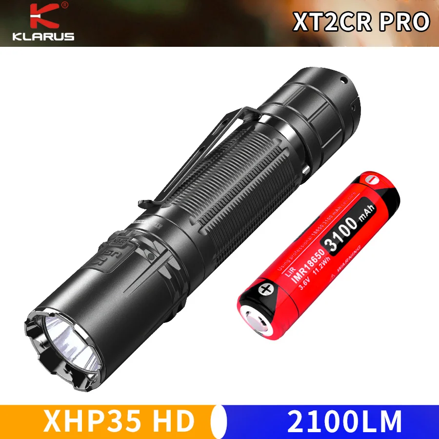 Компактный перезаряжаемый тактический фонарик Klarus XT2CR PRO XHP35 HD 2100LM светодиодный с