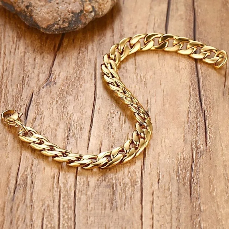 8 мм для мужчин s розовое золото Тон нержавеющая сталь Майами Снаряженная