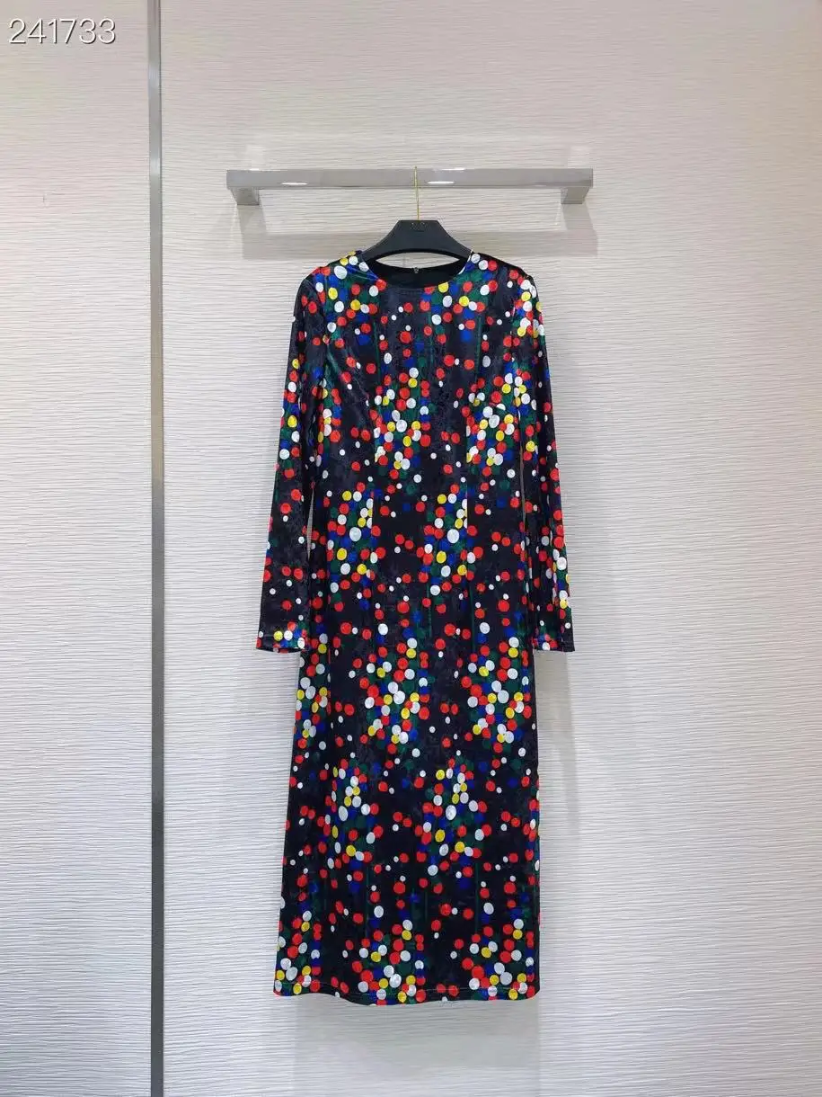 

Fashion Runway Autumn Long Sleeve Midi Dress Women's Print Elegant Party Holiday Popular Hot Sale Dress