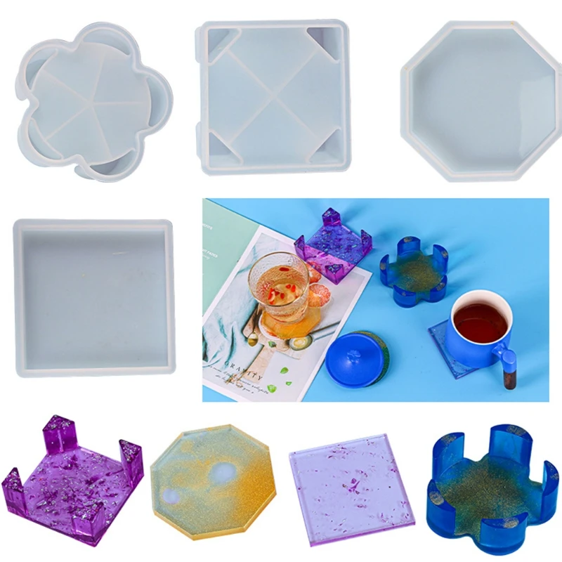 

Resin Silicone Molds Square Hexagonal Coaster Epoxy Molds Resin Casting Molds for Making Coasters DIY Resin Artwork