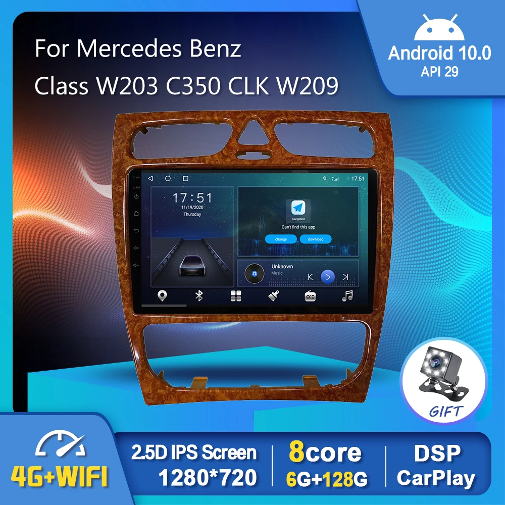 

EKIY Car Radio Android 10.0 For Mercedes Benz C Class W203 C200 C320 C350 CLK W209 2002-2005 Carplay Auto DSP GPS Navigator 2din