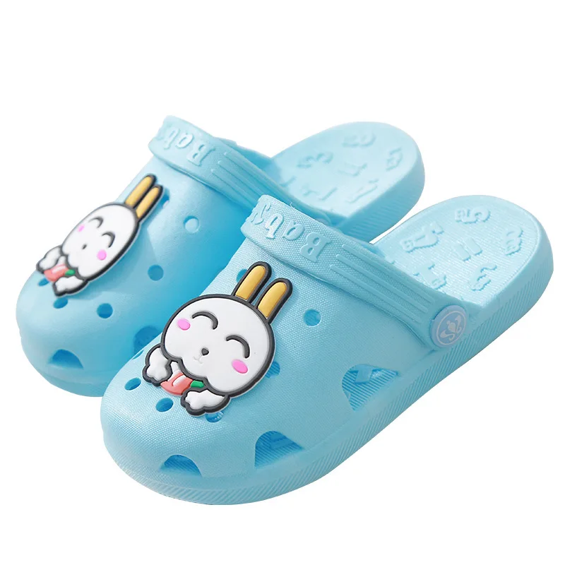 Детские домашние тапки с кроликом водонепроницаемые Нескользящие дырками обувь