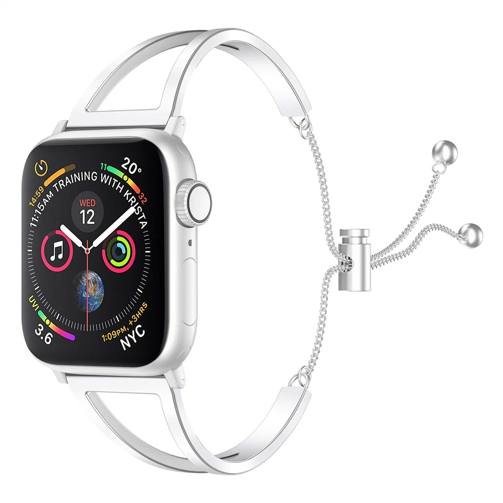 Ремешок для часов из нержавеющей стали Apple Watch Series 5 4 40 мм 44 ремешок iwatch 3 2 1 38 42